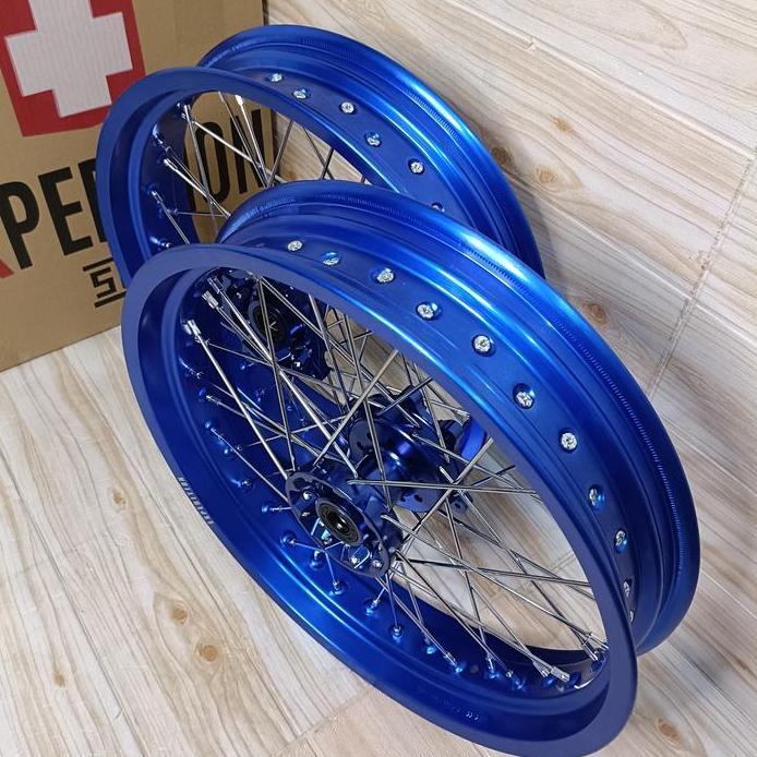 wheeset velg Supermoto CRF KLX WR scarlet tromol CNC scarlet