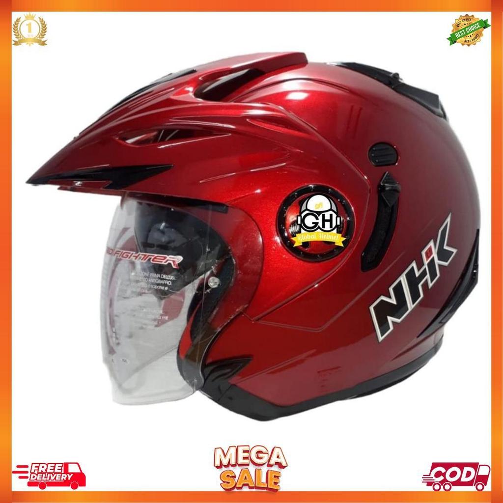 Helm Nhk Halfface Nhk Aviator Solid Royal Red Helm Nhk Helm Motor Nhk [H2]