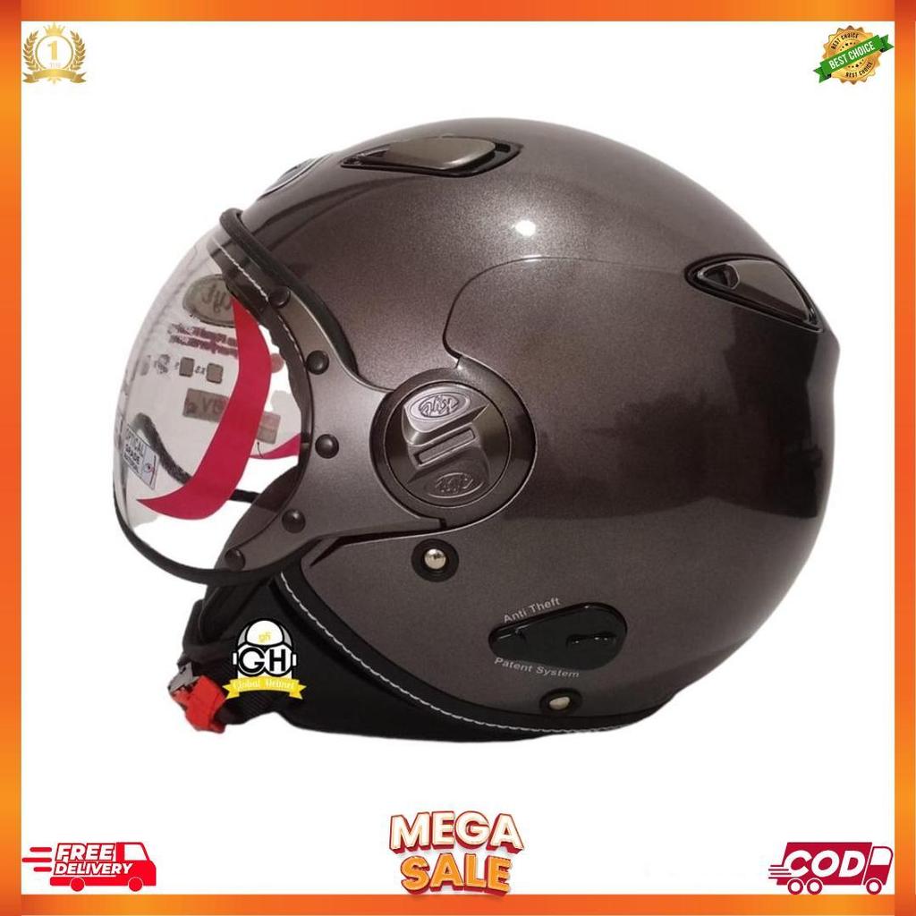 Helm Kyt Elsico Solid Gunmet Half Face Kyt Helm Half Face Kyt Elsico Gunmetal [H2]