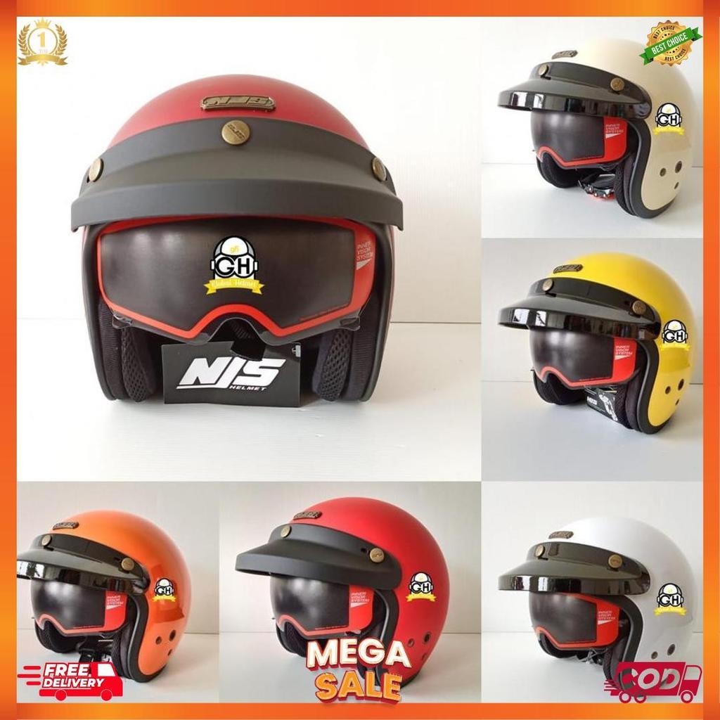 Njs Nx-2 Solid Helm Retro Helm Njs Nx2 Retro Bogo [H2]