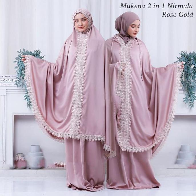mukena 2in1 renda nirmala Atasan Bawahan Satin Muslim Panjang Silk
