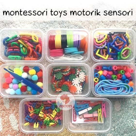 Zoetoys Montessori Toys Motorik Sensori - Lacing Geo Bright | Sorting Color Counting Beads