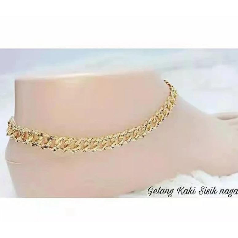 Hemat Gelang Kaki Biji Lada Titanium Lapis Emas