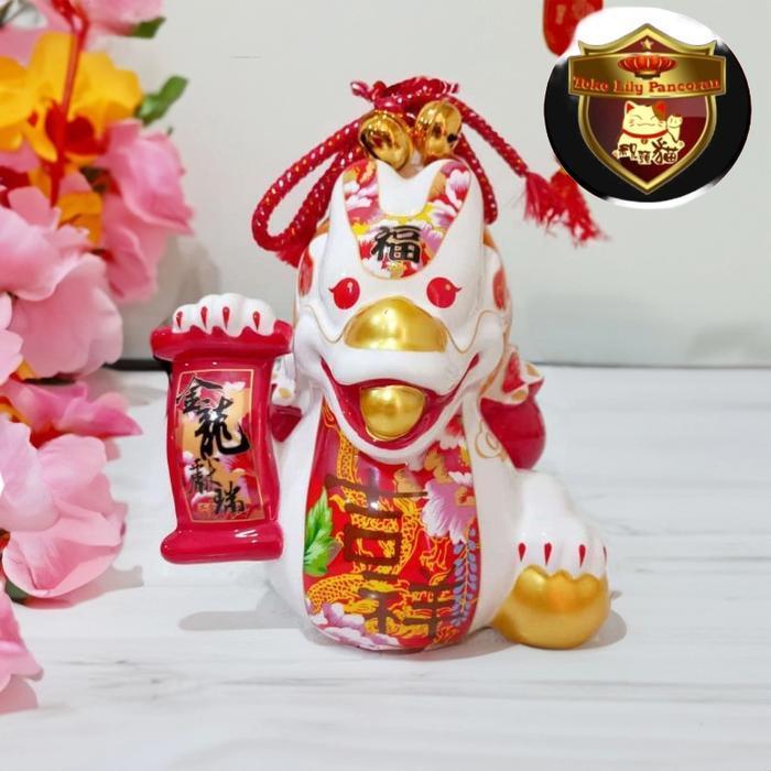 Figurine Naga Keramik / Pajangan Imlek Naga 2024 / Patung Imlek Naga