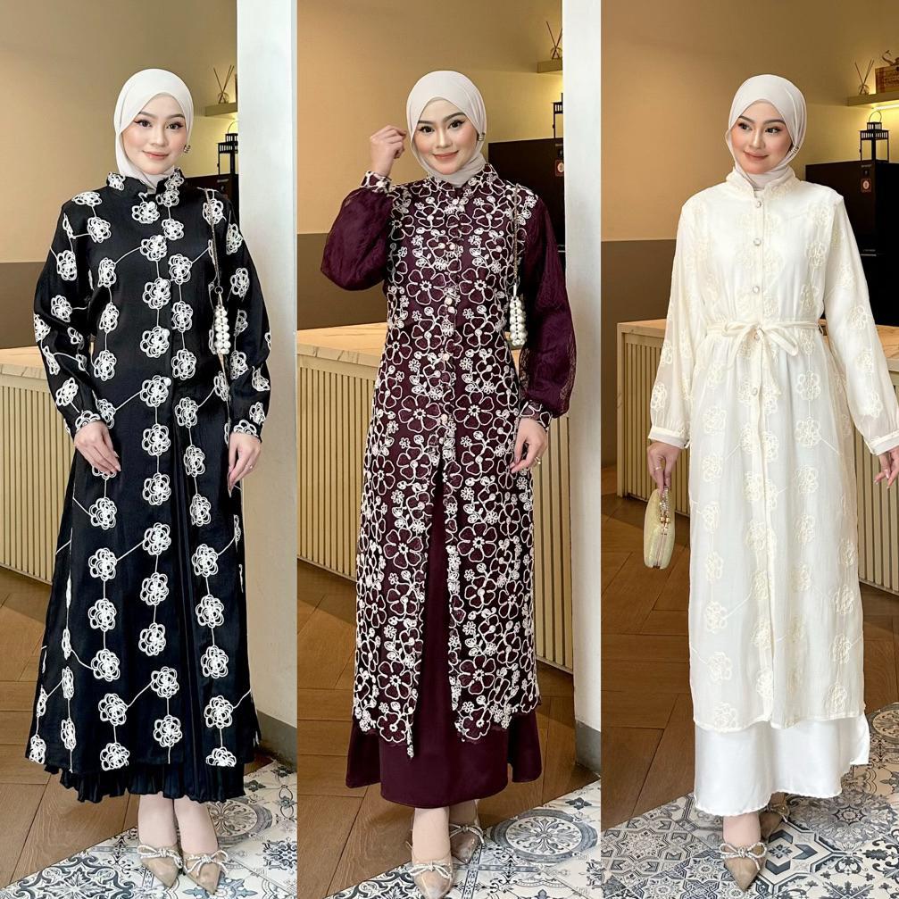 PROMO Dezhaf - Faaza Long Tunik / Tunik Silk Bordir / Tunik Lebaran
