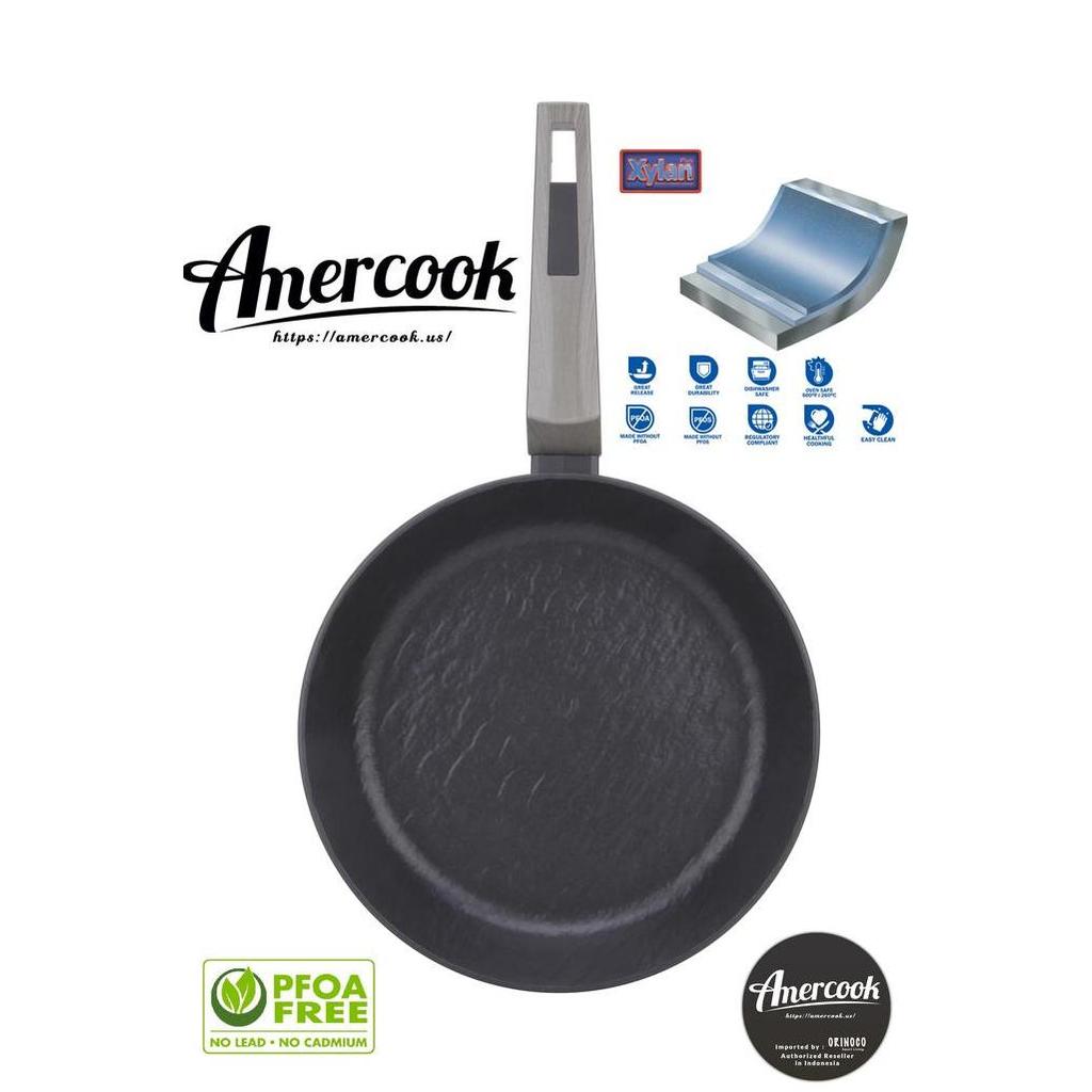 FRY PAN AMERCOOK ROCKSTONE SERIES GREBLON NON-STICK PFOA FREE