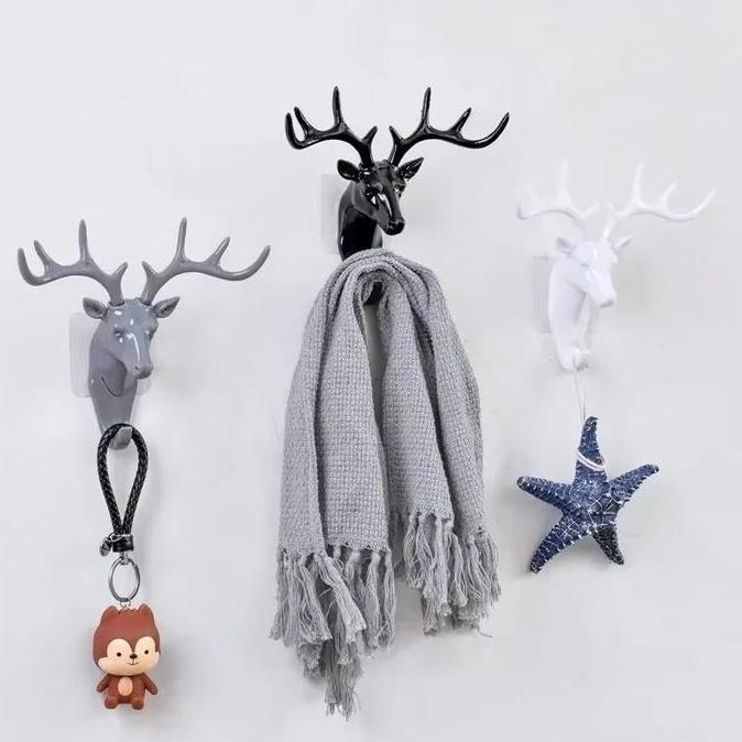 QINGACHO Hanger Gantungan Kunci Dinding Tanduk Rusa Doe Deer Key Hooks Stand Hook Dekorasi Pajangan 