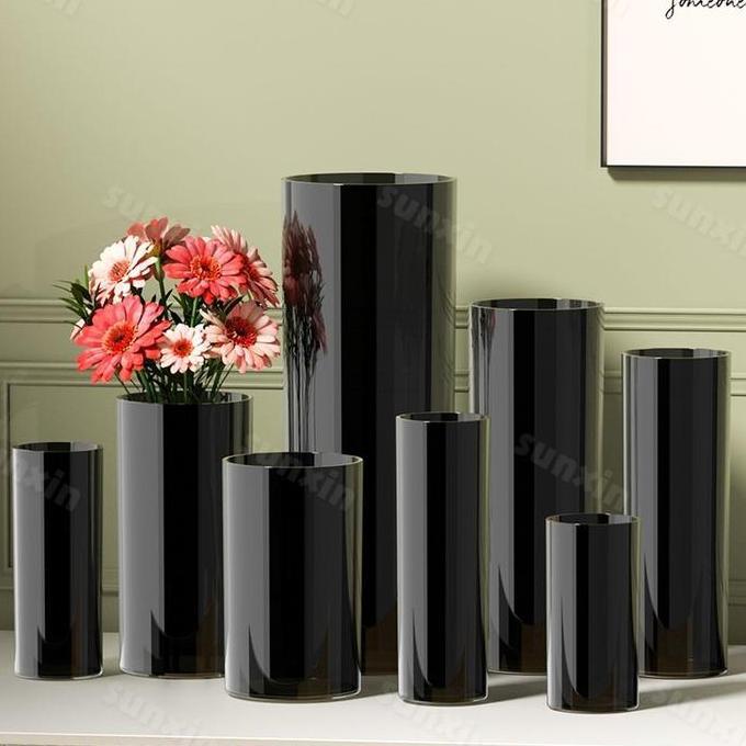 SUNXIN VAS BUNGA PLASTIK BENING DIAMETER 10CM/12CM E05/ VAS PLASTIK TINGGI BAMBU / VAS BAMBOO / VAS 