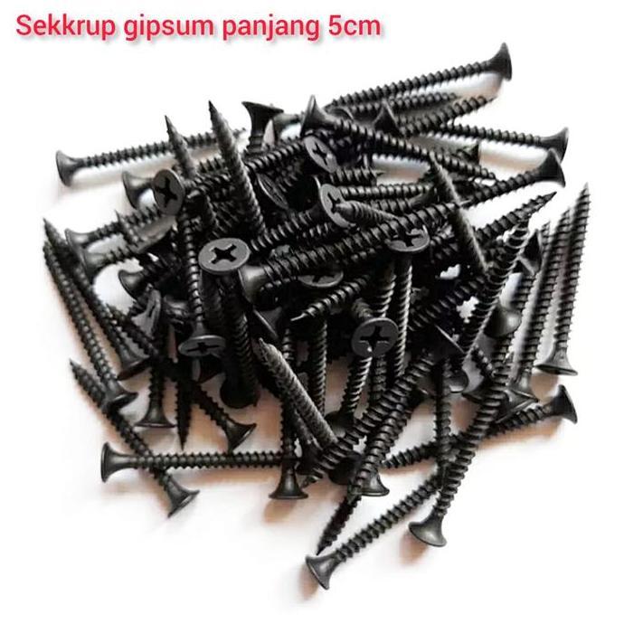 (HM) 400pcs skrup gypsum PANJANG 5cm sekrup gipsum 6x2" sekrup hitam 6 x2" panjang 5 cm isi 400pcs B