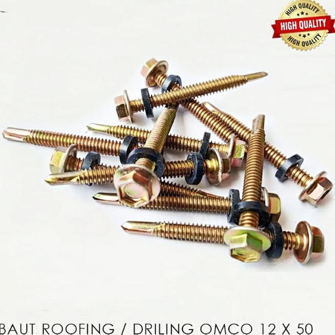 (HM) 100pcs baut baja ringan roofing/drilling 12x50 panjang 5cm isi 100pcs baut roofing/drilling ata