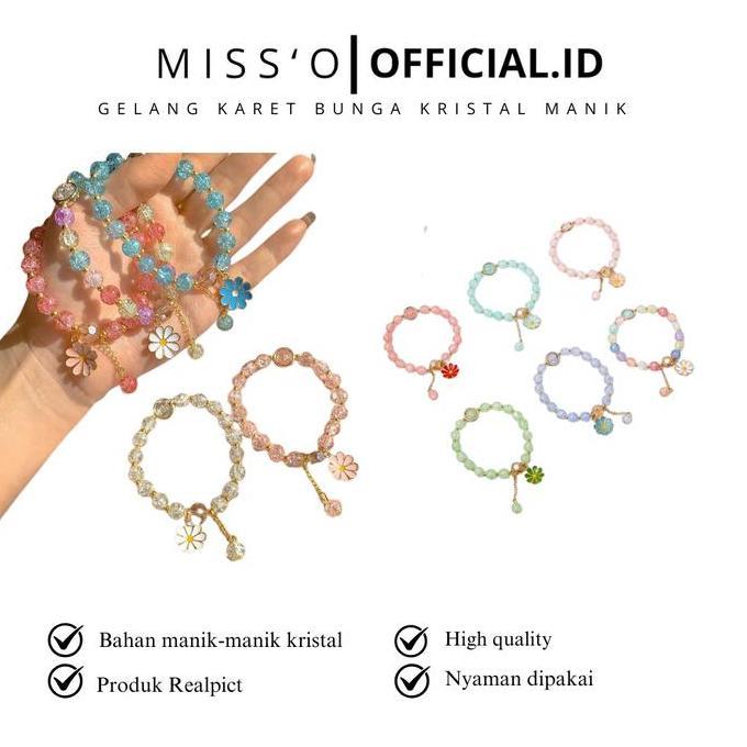 MISSOOFFICIAL.ID GL2029 GELANG KARET AESTHETIC RUMBAI BUNGA KRISTAL WANITA MANIK COLOURFULL KOREA