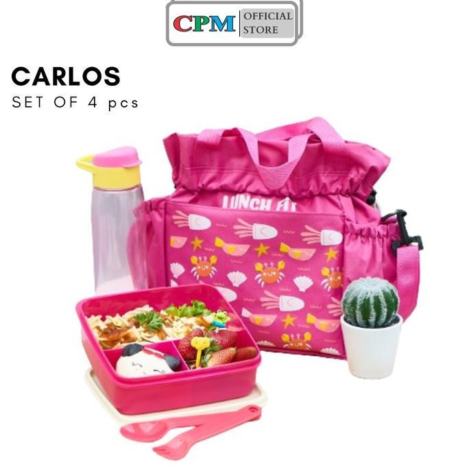 Carlose set of 4 pcs /tas bekal makan set /tas bekal anak set