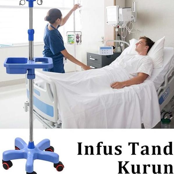 Tiang Infus Roda Abs 5 Stand Infus Portable Stainless Ketinggiannya Adjustable
