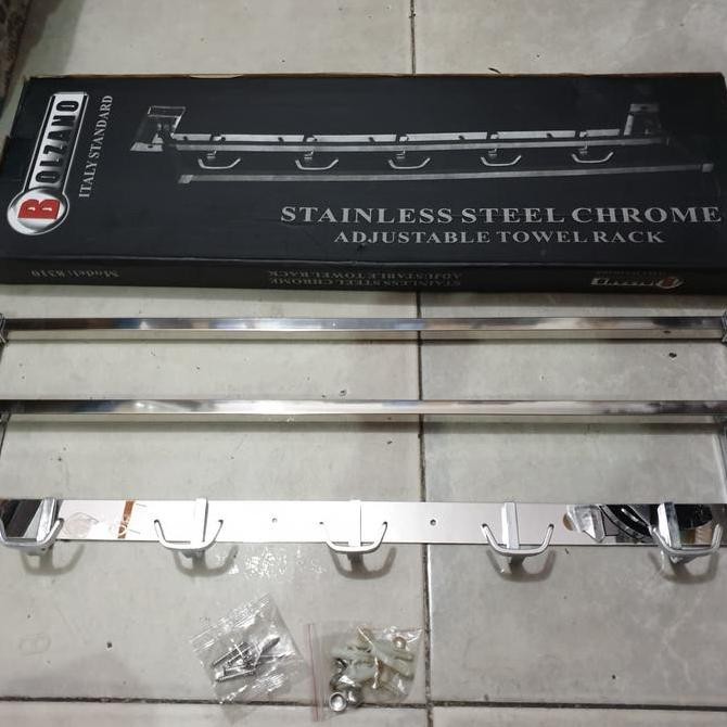 Promo Rak Handuk Lipat Stainless 2 Baris Bolzano Harga Agen Cod