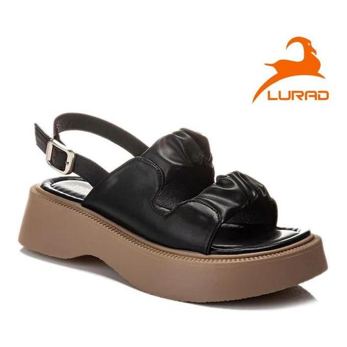 Lurad Sandal Wedges Wanita Model Kasual Fashionable Lebaran Sandal Cewek Hangout Chic Sandal Wanita 
