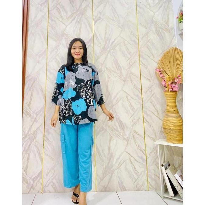 Promo Hnany - Oneset Kaos Lanicha / Setcel Wanita Premium / Setelan Kaos Oversize Lanicha Cod