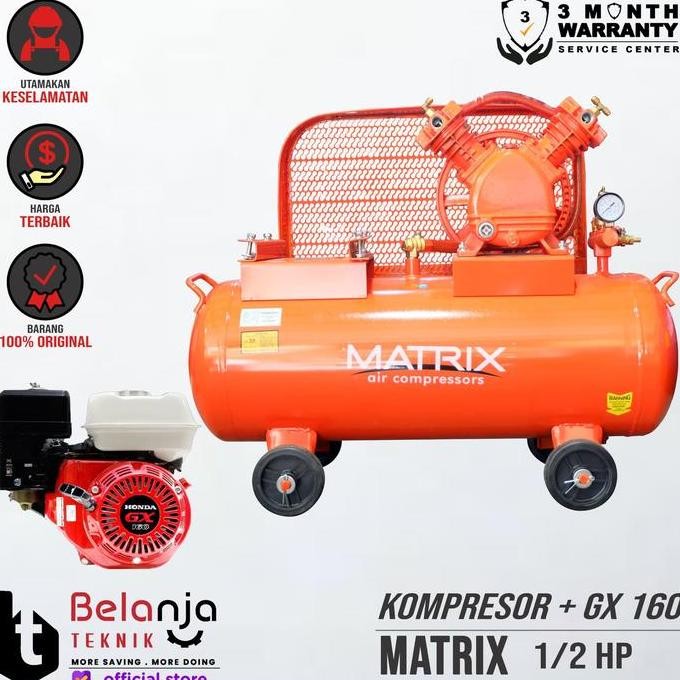 JINICHI- Matrix Mesin Kompresor Angin 0.5 Hp Honda Gx 160 5.5 Hp Air Compressor