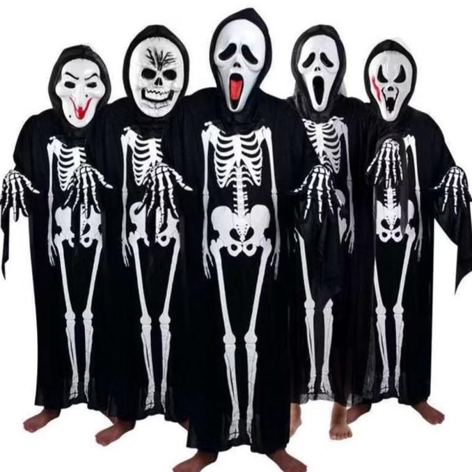 Kostum halloween scream / pesta kostum tengkorak skull / ghost anak dewasa