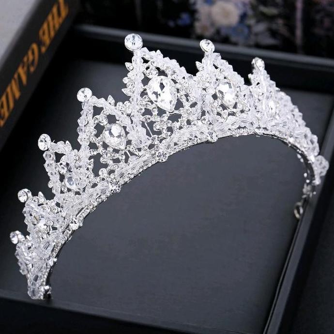 Chava Crown - Mahkota Pengantin Tiara - Wedding Bridal Silver Gold Blue pink red
