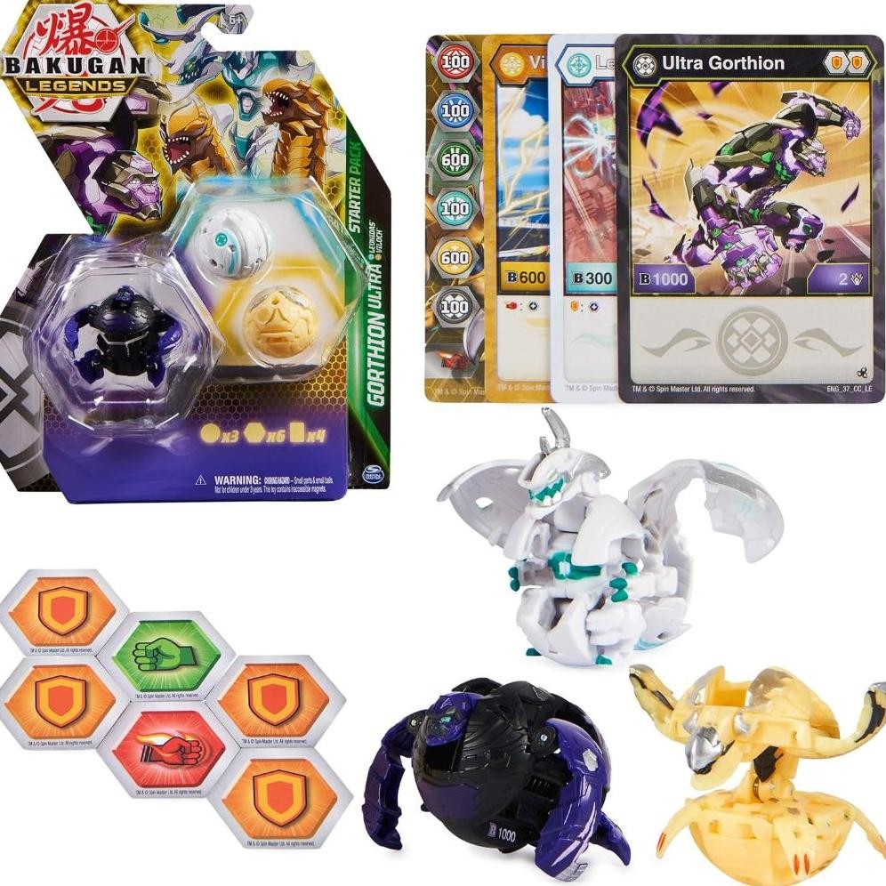 Bakugan Legends Starter 3-Pack, Gorthion Ultra With Leonidas And Viloch, Collectible Action Figures,