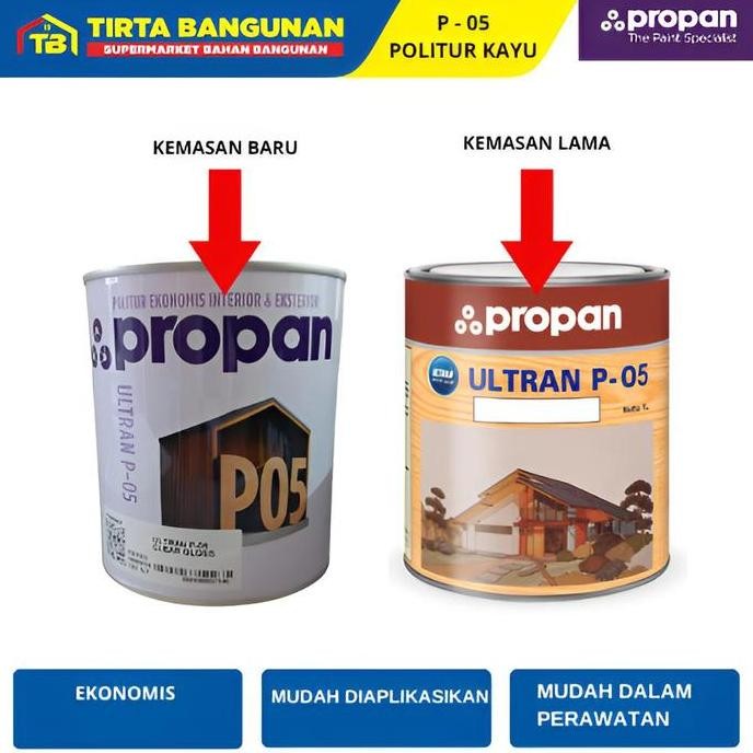 Premium PROPAN ULTRAN YUNIOR P 05 CLEAR GLOSS POLITUR CAT KAYU INTERIOR JENDELA PINTU KAYU 1LT Promo