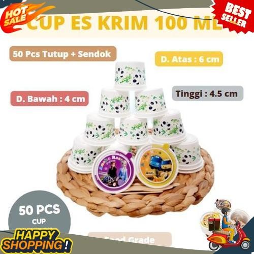 New HARGA  CUP EKONOMIS/JUAL CUP ICE CREAM KARAKTER/CUP PLASTIK PRINTING 100 ML