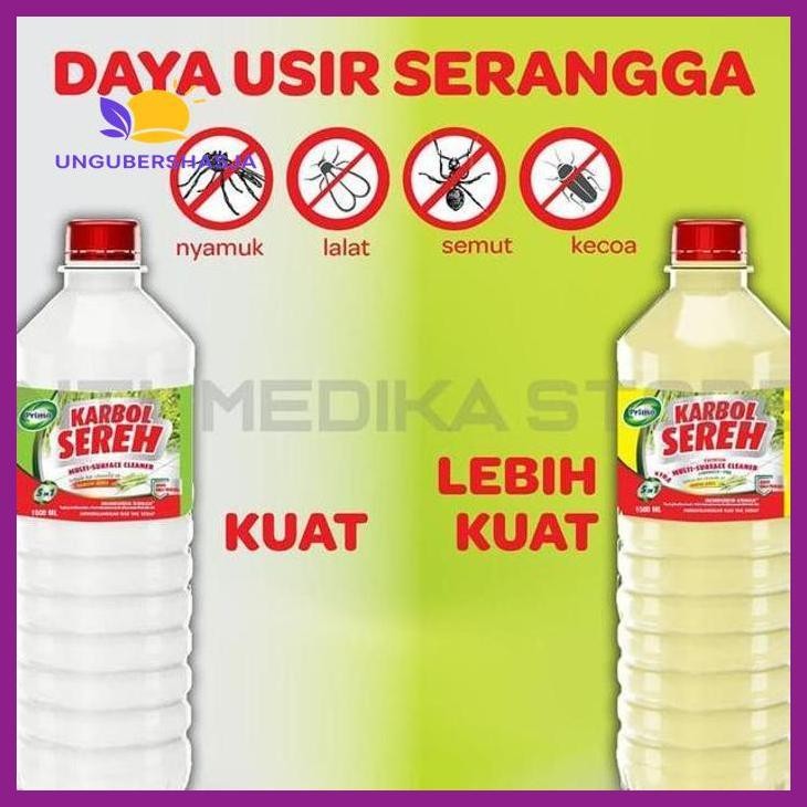 (ORIGINAL) PRIMO - KARBOL SEREH PREMIUM 1,5 LITER | DISINFEKTAN PEMBERSIH LANTAI SERBAGUNA 1,5L | CA