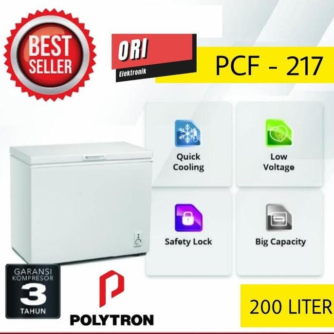POLYTRON CHEST FREEZER/FREESER BOX 200L PCF-217 (SBY-SDA-GRESIK ONLY)