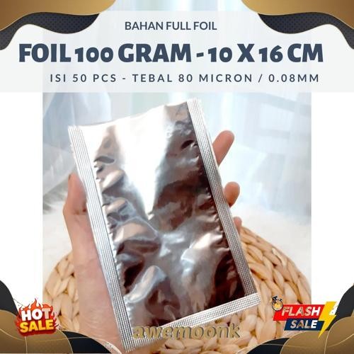 Termurah kemasan foil sachet aluminium foil - kemasan foil 100 GR- Wadah Makanan Aluminium Foil 10x1