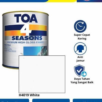 Toa 4 Season Paint Hh Gloss Enamel Cat Kayu Besi Glossy Bulat Minimalis 0.9 Lt Hitam Putih