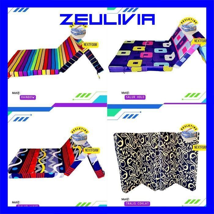 My56 [Hanya Sarung] Sarung Kasur Busa Lipat Resleting Tebal 5,10, 15, 20 Cm Ukuran 200X200 200X180 2