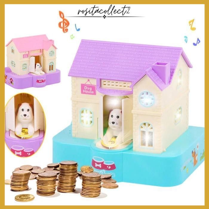 DOG HOUSE PIGGY BANK CELENGAN KOIN BENTUK RUMAH ANJING MAINAN COIN BY ROSITA COLLECT DUA