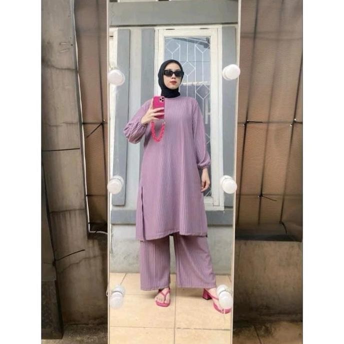 DF209>> ONSET TUNIK KNIT HORNET / STELAN KNIT TERBARU / SET TUNIK Atasan Cantik Celana Nyaman Panjan