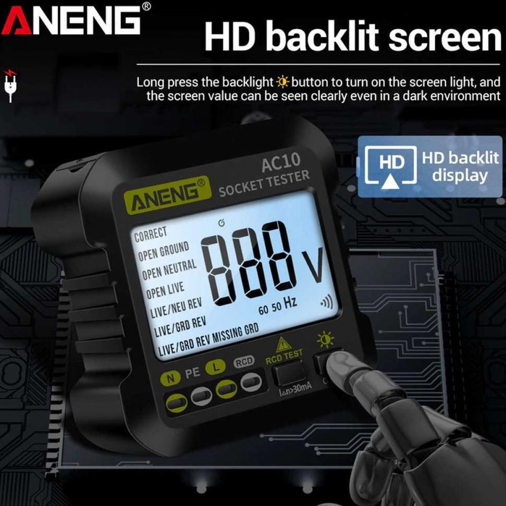 Stop Kontak Voltage Soket Tester Detector Grounding Wire Voltmeter EU Plug detector