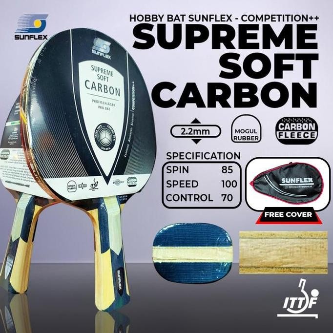 Bet Pingpong Tenis Meja Sunflex Supreme Soft Carbon Competition Kualitas Terbaik Harga Termurah