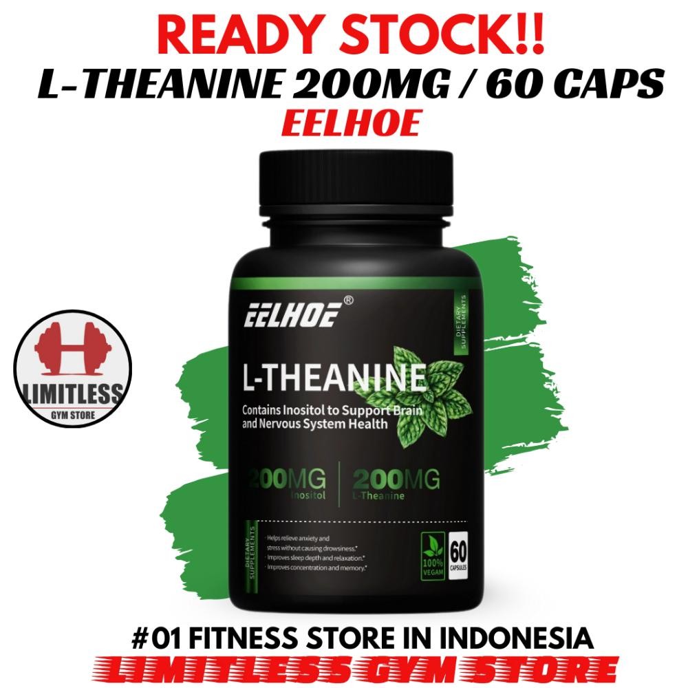 (Promo) Usa L-Theanine 200Mg - 60 Kapsul L Theanine Calm Relax Original