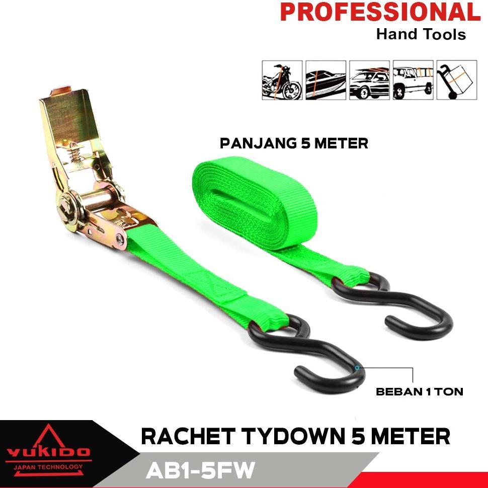 Wwr-76 Bets Seller Bergaransi  Rachet Tie Down Strap Yukido 1In X 5M Xenon Tali Krek Kretek Lashing 