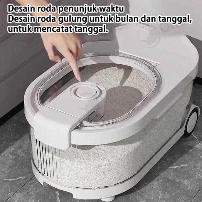 Dispenser Beras Transparan 11KG Tempat Beras Tempat Penyimpanan Tepung / Biji-Bijian