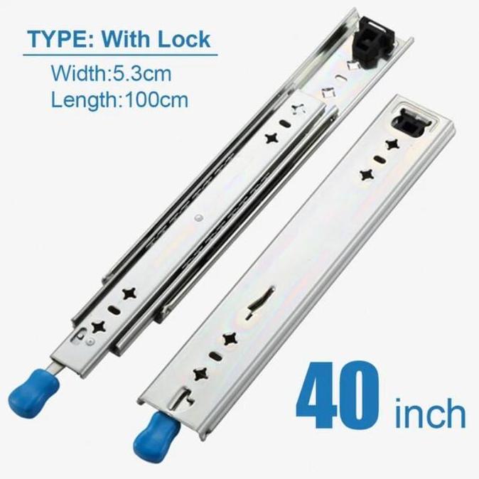 Heavy Duty Drawer Slide With Lock Rel Laci Kunci 100Cm Beban Max 125Kg