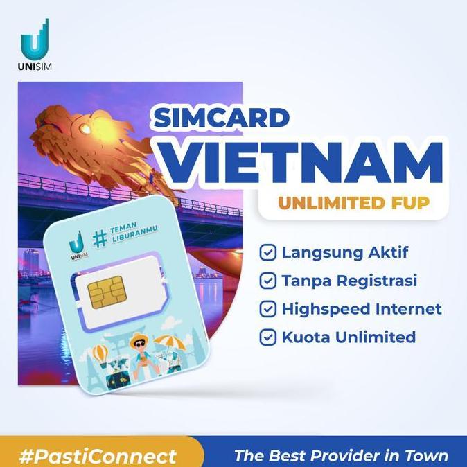 DY140 - Unisim Simcard Vietnam Unlimited (FUP 5gb/day) || Langsung aktif tanpa Regis D