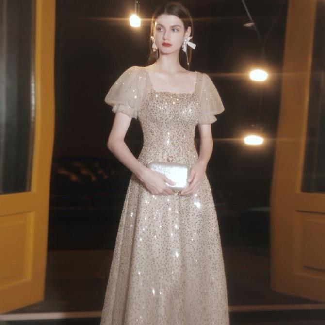 Dress pesta wanita Gold Import/Long Dress Gold dewasa import - M SS