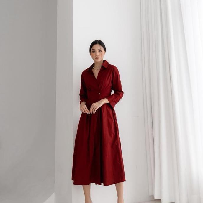 Promo 3025 COD DRESS ROSALINE MAXI WANITA KEKINIAN DRESS BUSUI FRIENDLY BAHAN CATTON POPLIN PREMIUM 