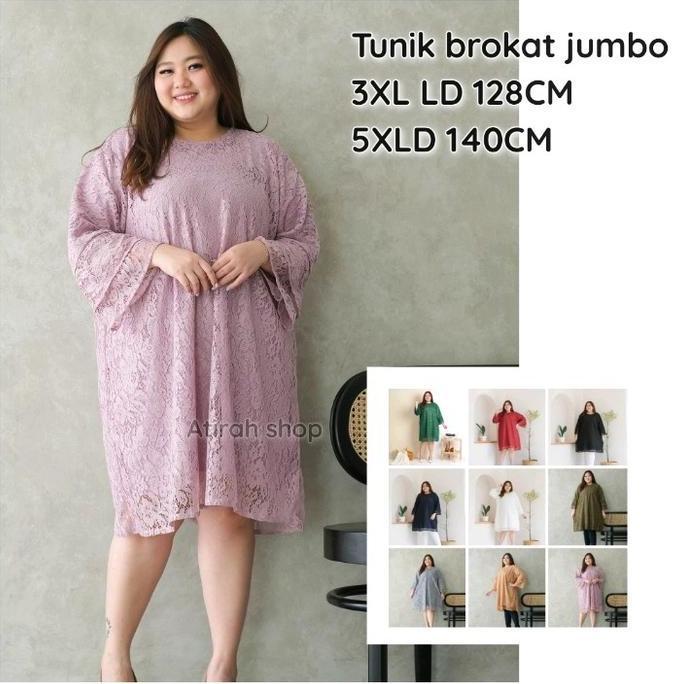 Promo tunik dress brokat jumbo LD130CM & 140CM COD