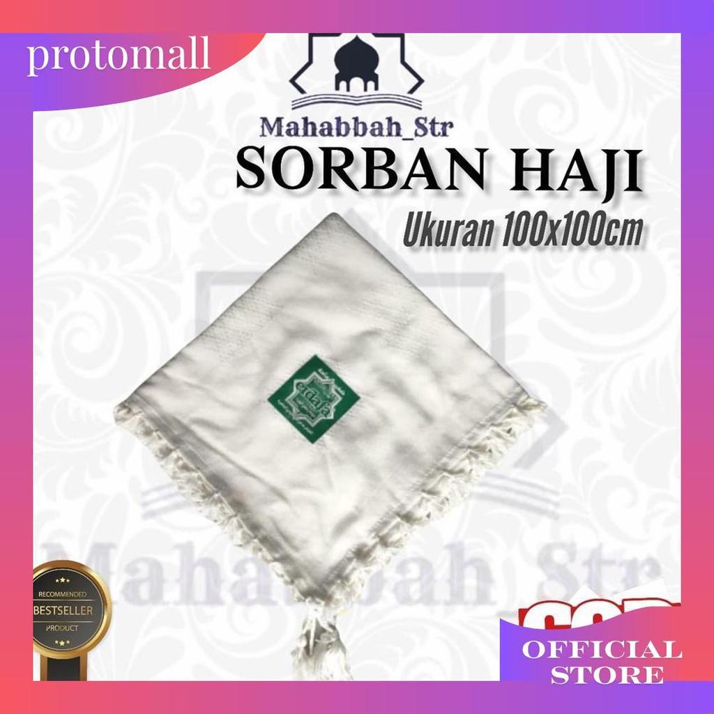 Sorban Putih Segi Empat Sorban Rombe Hitam Putih Polos Sorban Haji Termurah Cod