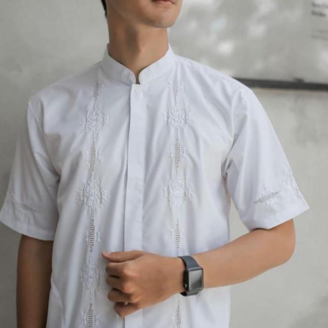 DF162>> Zaja - Atasan Muslim Pria Dewasa Baju Koko Kerancang Padang Premium Quality Baju Koko Putih