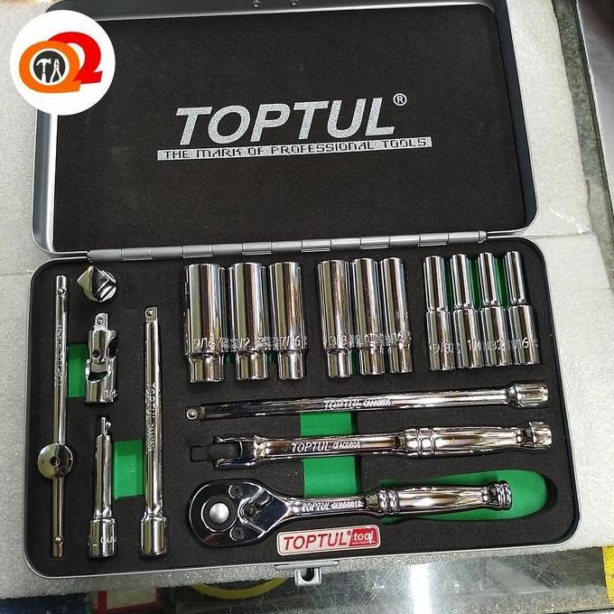TOPTUL GCAD 1813 || 1/4" DR Socket Set SAE - Kunci sok set inchi