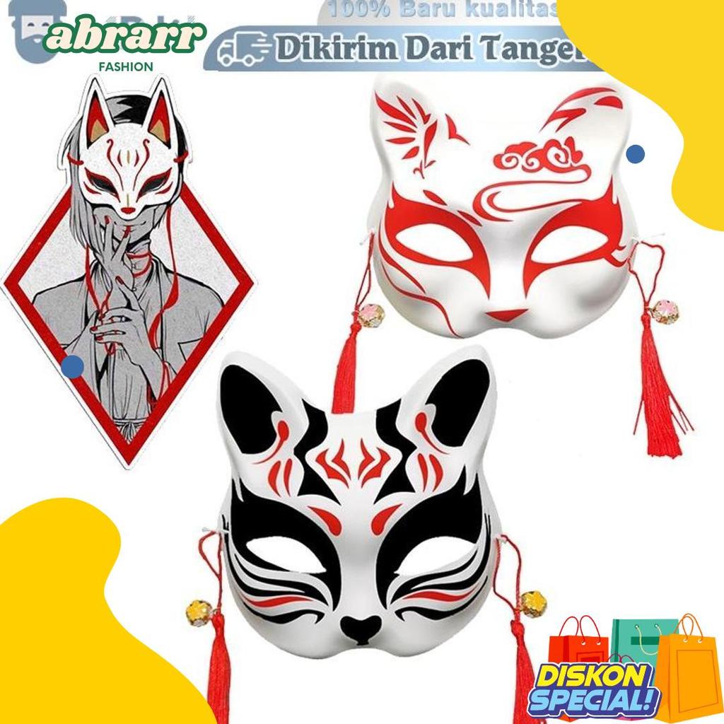 Cod Jepang Kitsune Mask Topeng Kitsune Topeng Cosplay Festival Mask Halloween Half-Face Cosplay Fox