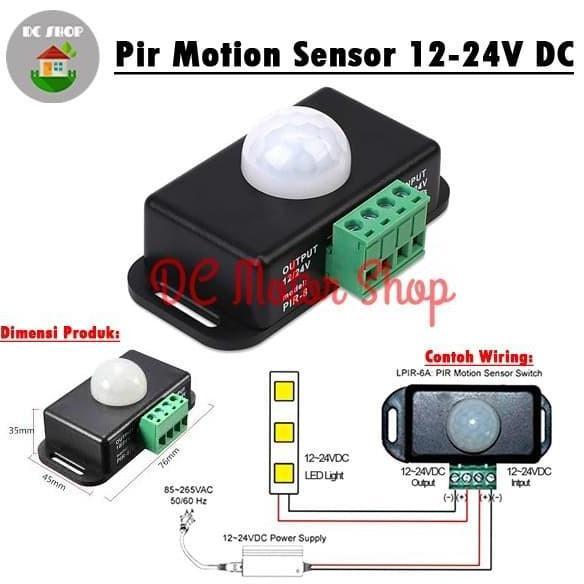 MI-GUSTASTU PIR Motion Sensor Detector 12V 24V PIR-8 /Saklar Otomatis Sensor Gerak