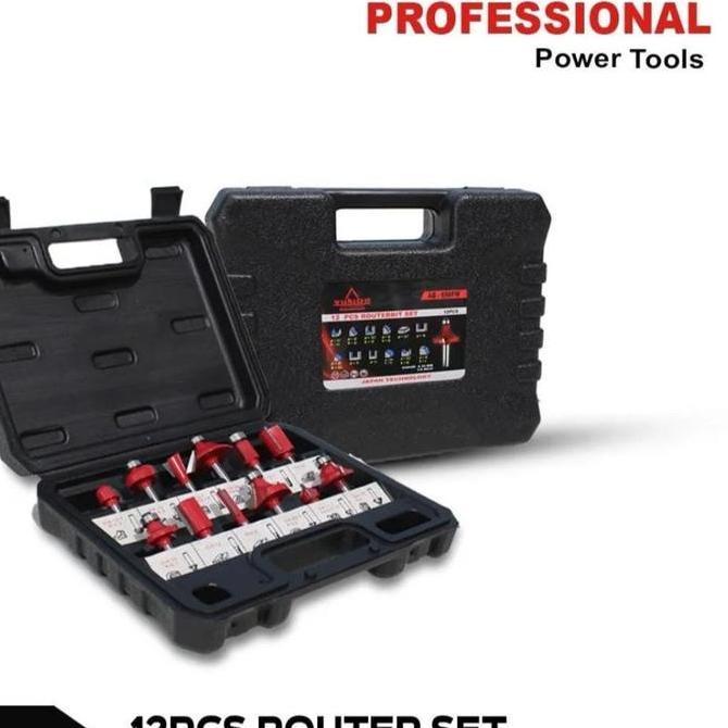 KAHONO Set 12 Mata Router Trimer Bit Kayu Mata Profil Kayu isi 12pcs Mata Router Trimer Bit Bergaran