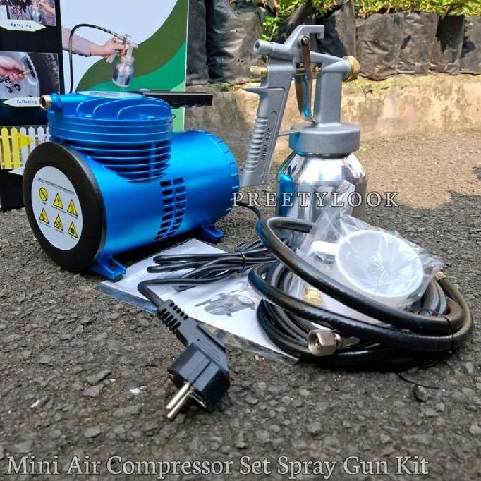 KAHONO Mini Air Compressor Set Spray Gun Kit Kompresor Mini Semprot Cat